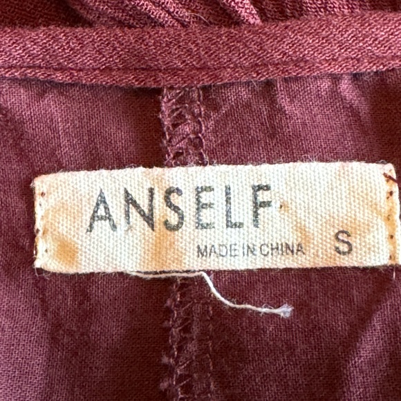 Anself Flowy Long Sleeve Asymmetrical Tunic Boho witchy Dress - maroon small - Picture 7 of 8